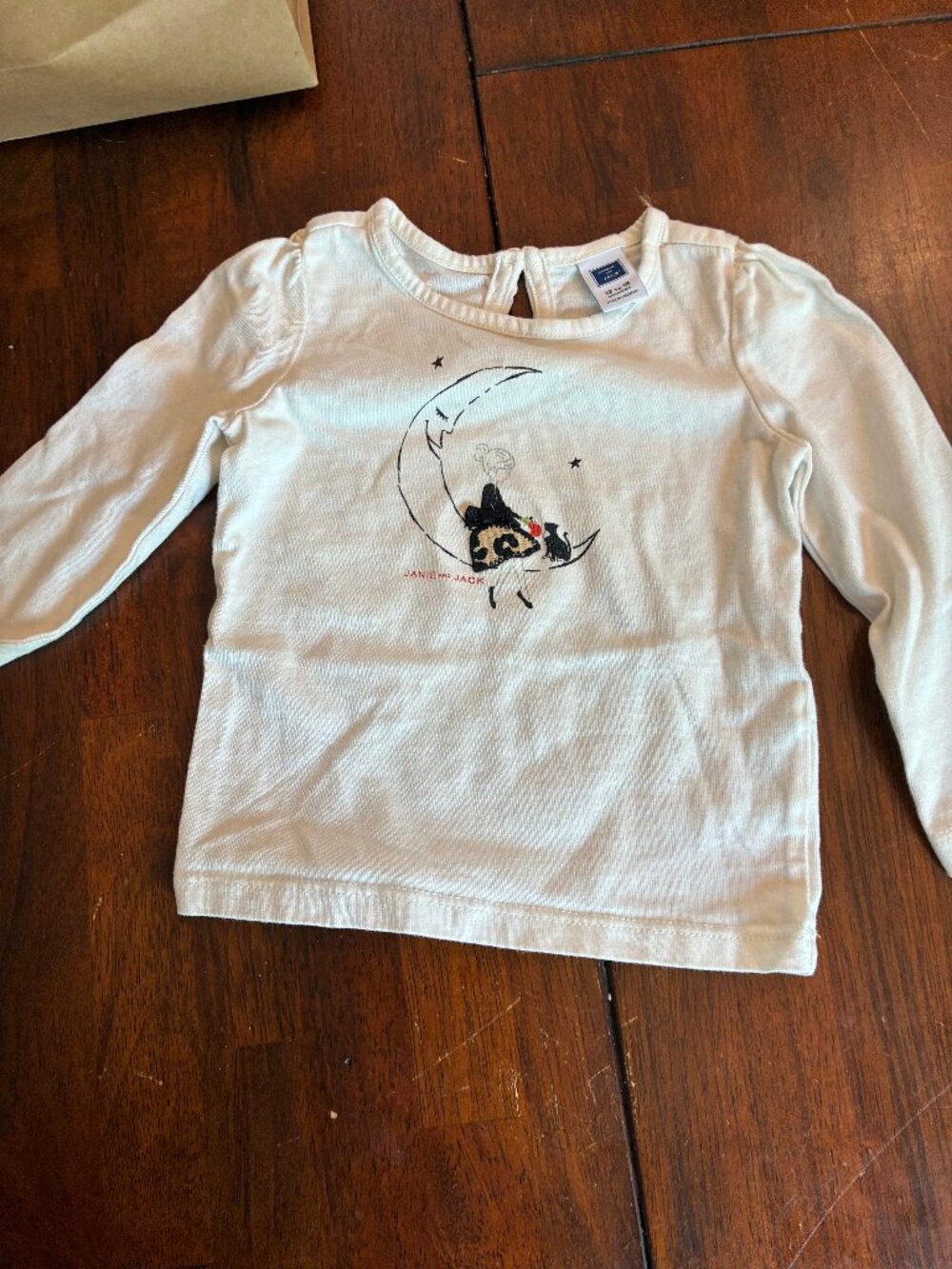 Janie and Jack Ivory Long Sleeve Tee Girl Moon 12-18 M